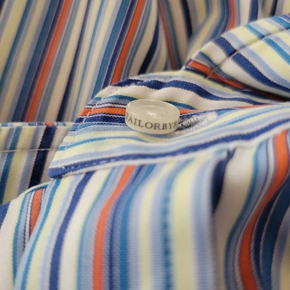 Tailorbyrd Men's Large Striped Button Long Sleeve w/ Contrasting Cuffs - Picture 6 of 11